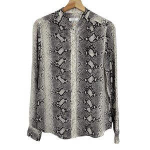 EQUIPMENT FEMME 100% Silk Snakeskin Print Long Sleeve Button Front Blouse, Small